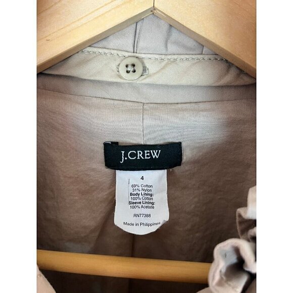 J. Crew Jacket Womens Sz 4 Khaki Pea Coat Double Breasted Cotton Stretch Preppy - Picture 3 of 12